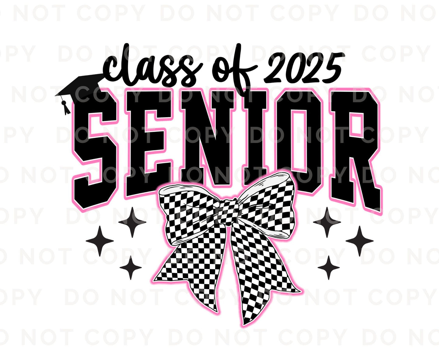 School DTF Transfer, Ready to Press, T-shirt Transfer, Direct to Film, Pink Bow, Graduation, Coquette Bow, High School Senior Class of 2025