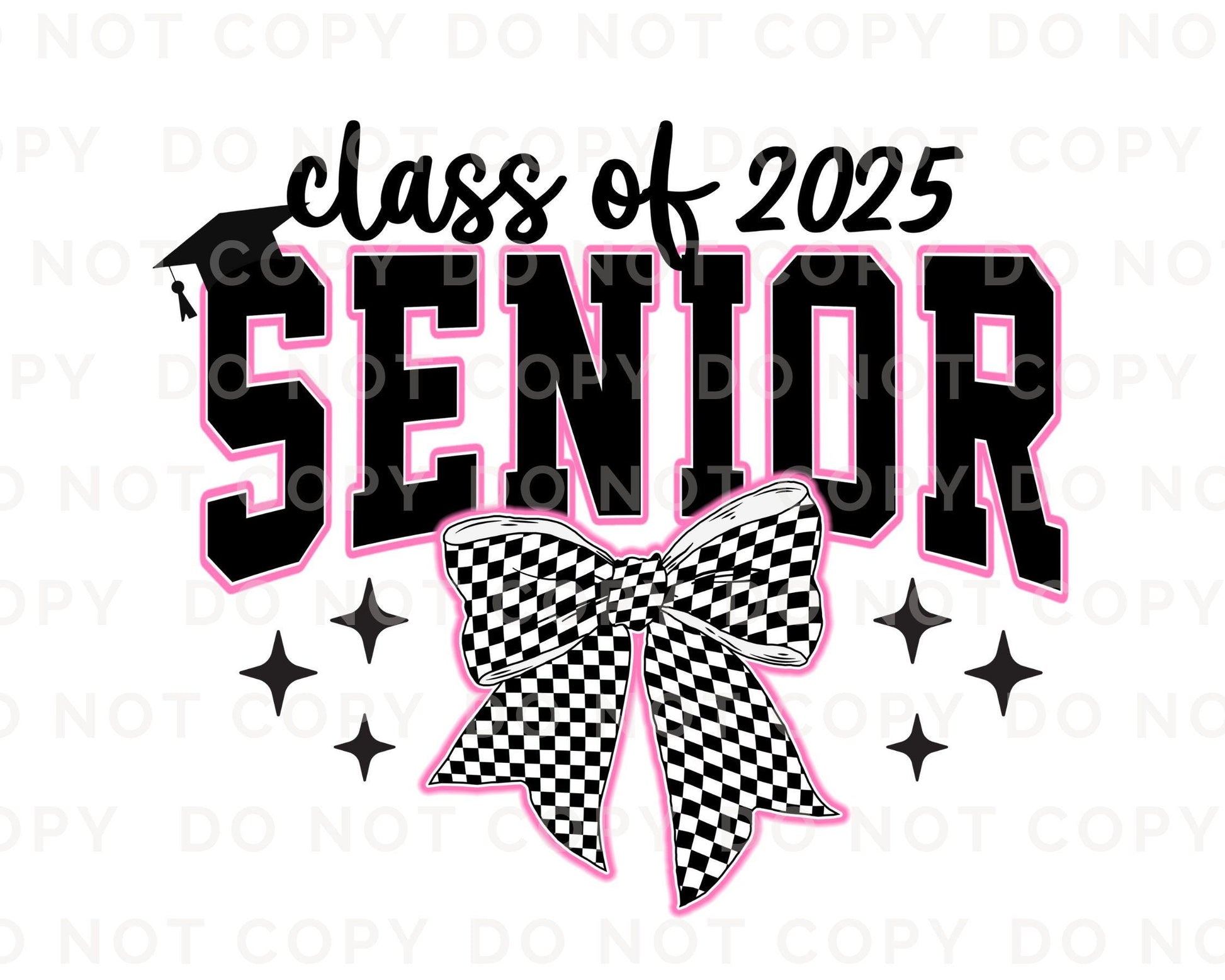 School DTF Transfer, Ready to Press, T-shirt Transfer, Direct to Film, Pink Bow, Graduation, Coquette Bow, High School Senior Class of 2025