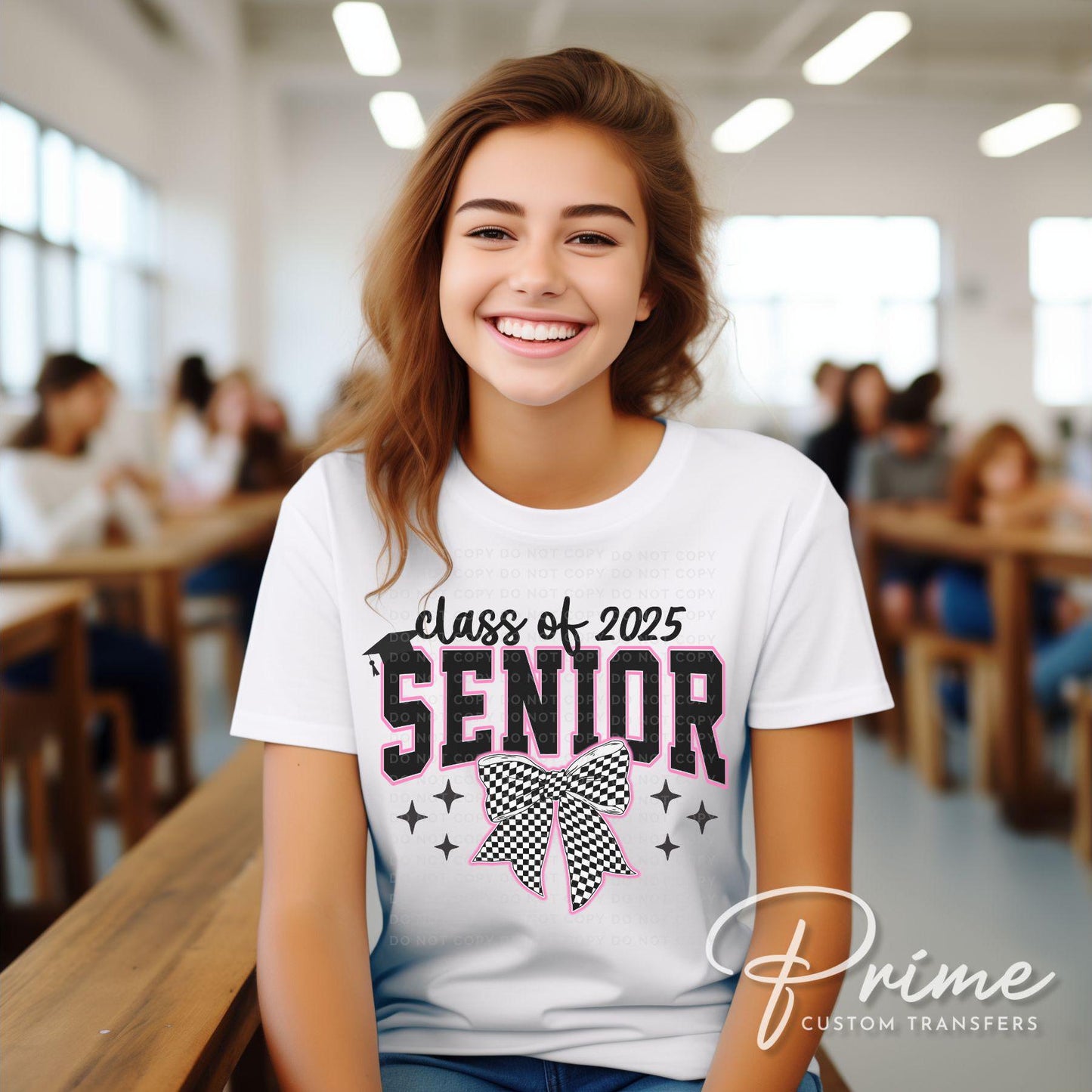 School DTF Transfer, Ready to Press, T-shirt Transfer, Direct to Film, Pink Bow, Graduation, Coquette Bow, High School Senior Class of 2025