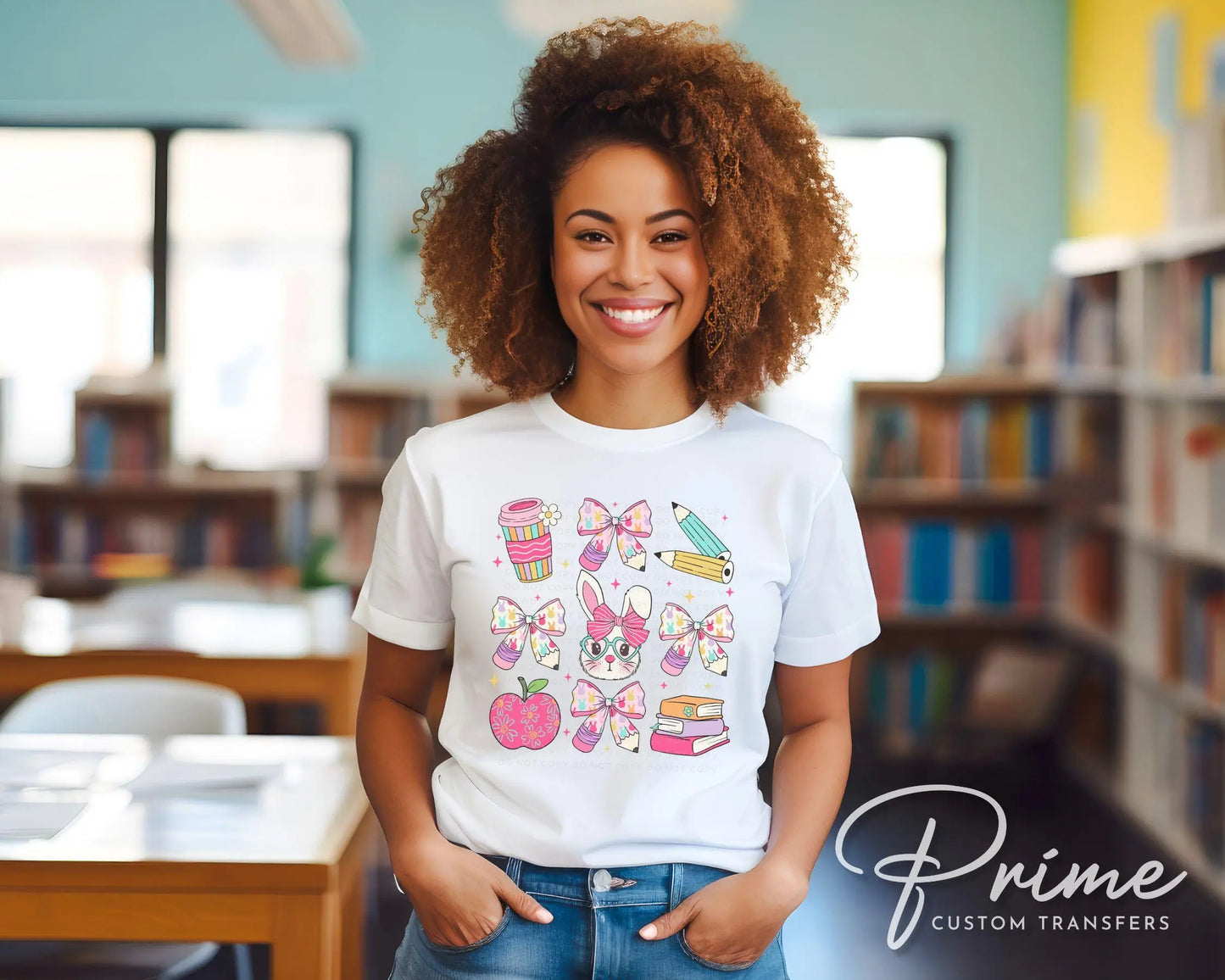 Easter DTF Transfer, Ready to Press, T-shirt Transfer, Heat Transfer, Direct to Film, Preschool, Teacher Gift, Bow, Coquette Easter School