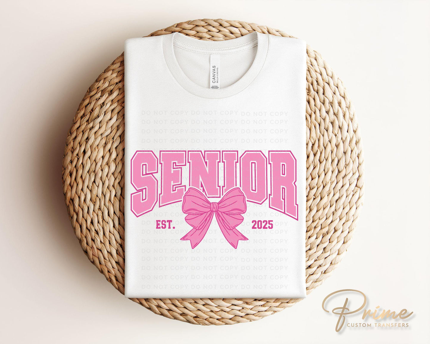 School DTF, Ready to Press, DIY T-shirt, Heat Transfer, Direct to Film, Pink Bow, Graduation, Coquette Bow, High School Senior Class of 2025