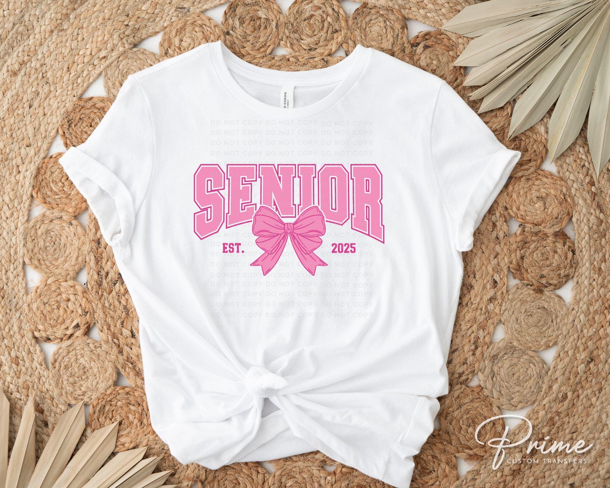 School DTF, Ready to Press, DIY T-shirt, Heat Transfer, Direct to Film, Pink Bow, Graduation, Coquette Bow, High School Senior Class of 2025