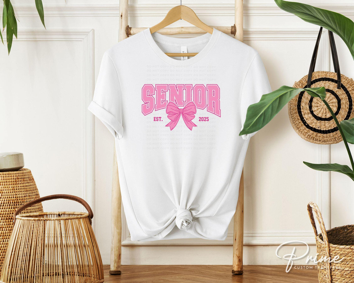School DTF, Ready to Press, DIY T-shirt, Heat Transfer, Direct to Film, Pink Bow, Graduation, Coquette Bow, High School Senior Class of 2025