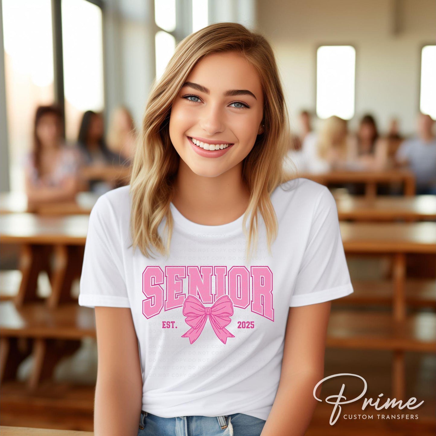 School DTF, Ready to Press, DIY T-shirt, Heat Transfer, Direct to Film, Pink Bow, Graduation, Coquette Bow, High School Senior Class of 2025