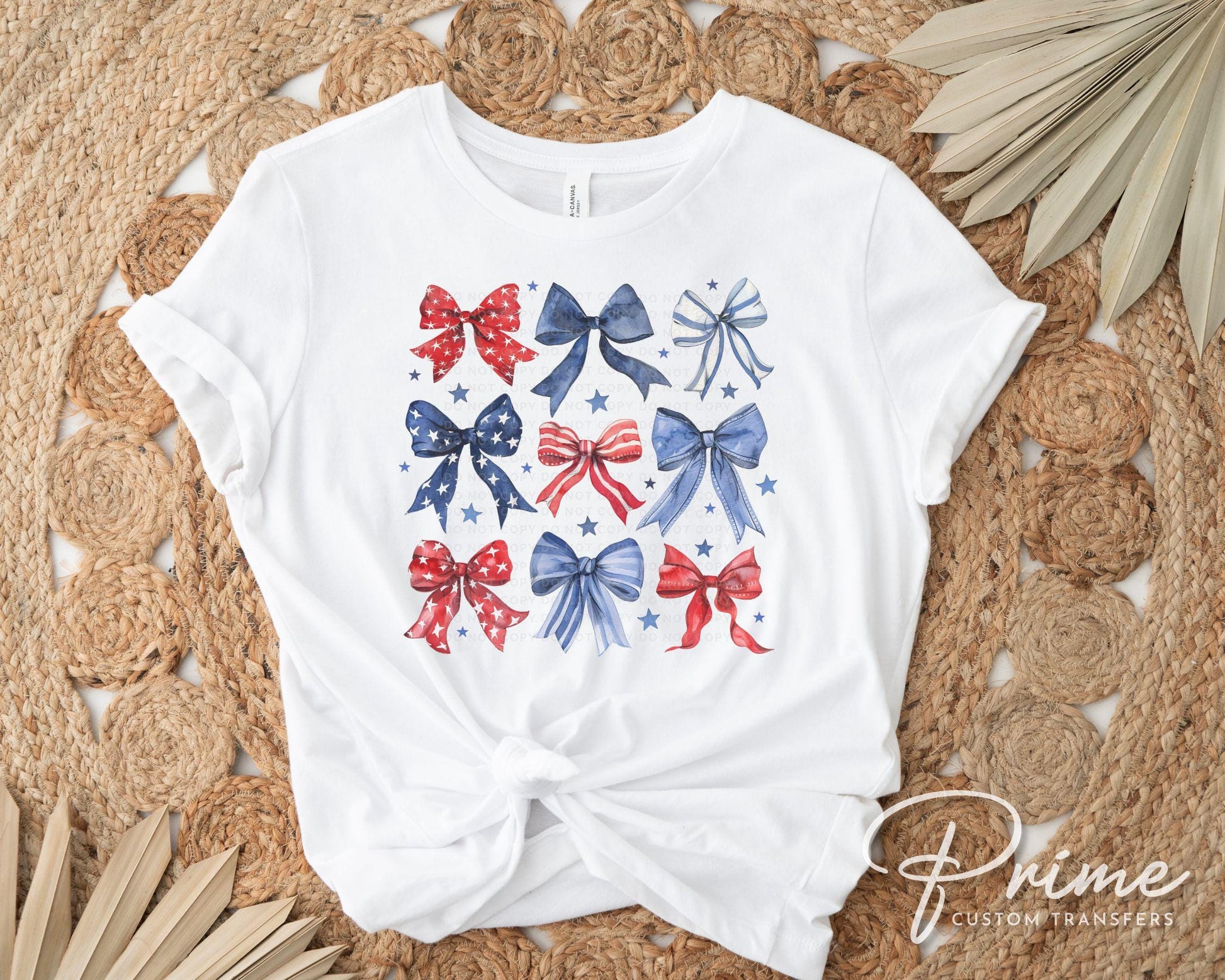 4th of July DTF Transfers, Ready to Press, T-shirt Transfers, Heat Transfer, Direct to Film, USA, Holiday, Ribbon, Coquette, Red White, Blue