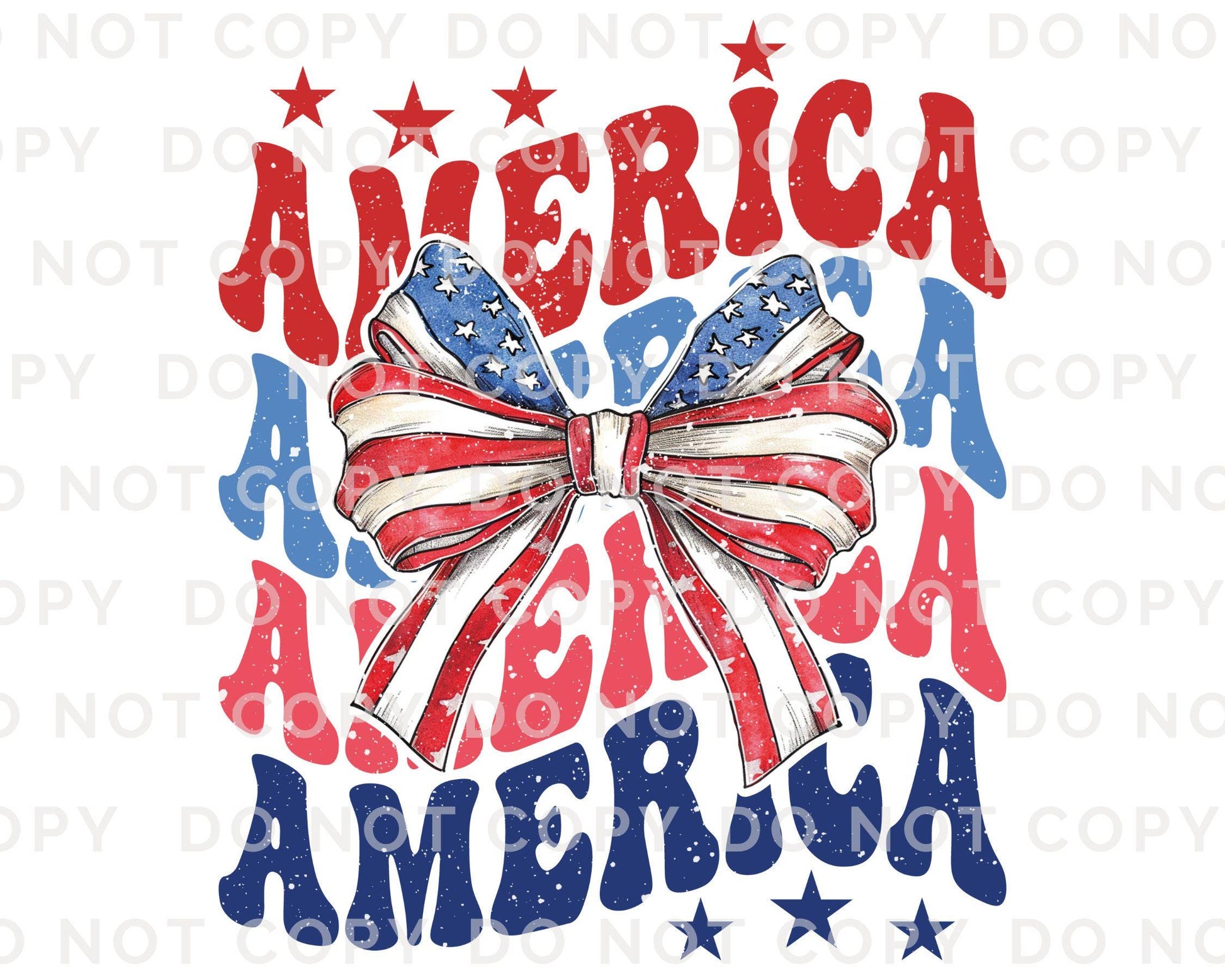 4th of July DTF Transfers, Ready to Press, T-shirt Transfers, Heat Transfer, Direct to Film, USA, Ribbon, Coquette, Red White, Blue Bow