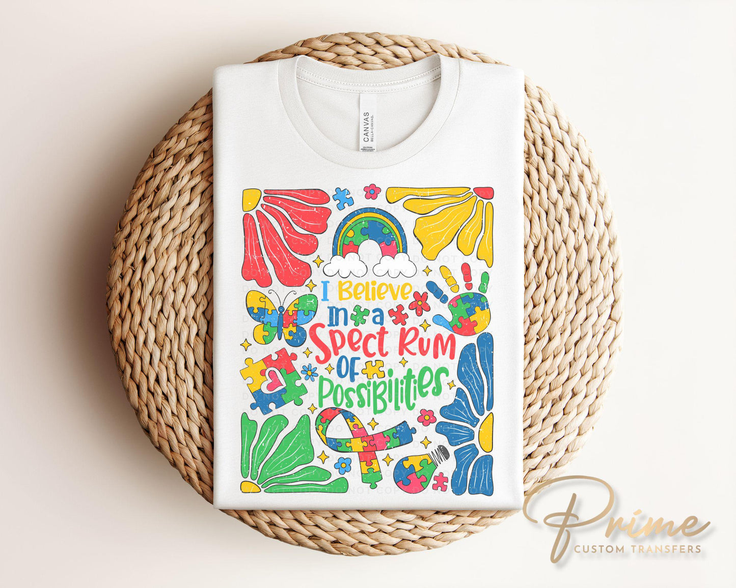 Autism Awareness DTF Transfer, Ready to Press, T-shirt Transfer, Heat Transfer, Direct to Film, Boho, Puzzle, Spectrum Of Possibilities