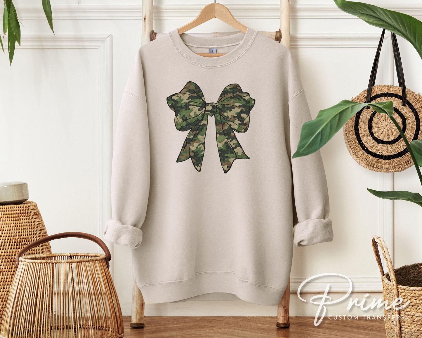 Camo Coquette Bow DTF Transfer, Ready to Press, T-shirt Transfer, Heat Transfer, Direct to Film, Mama Camo, Trendy, Aesthetic Camouflage Bow