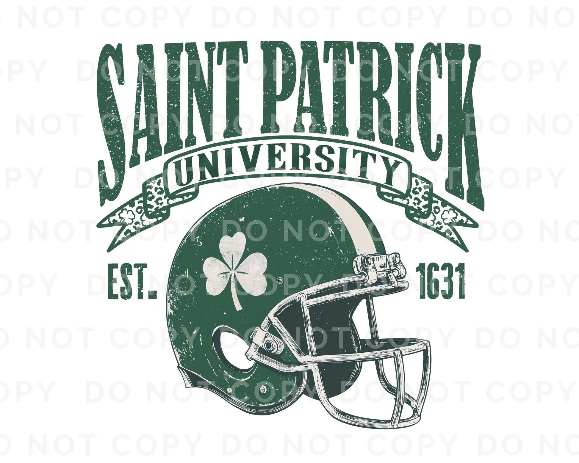 St. Patrick's Day DTF Transfer, Ready to Press, T-shirt Transfer, Heat Transfer, Direct to Film, Football Shamrock, Saint Patrick University