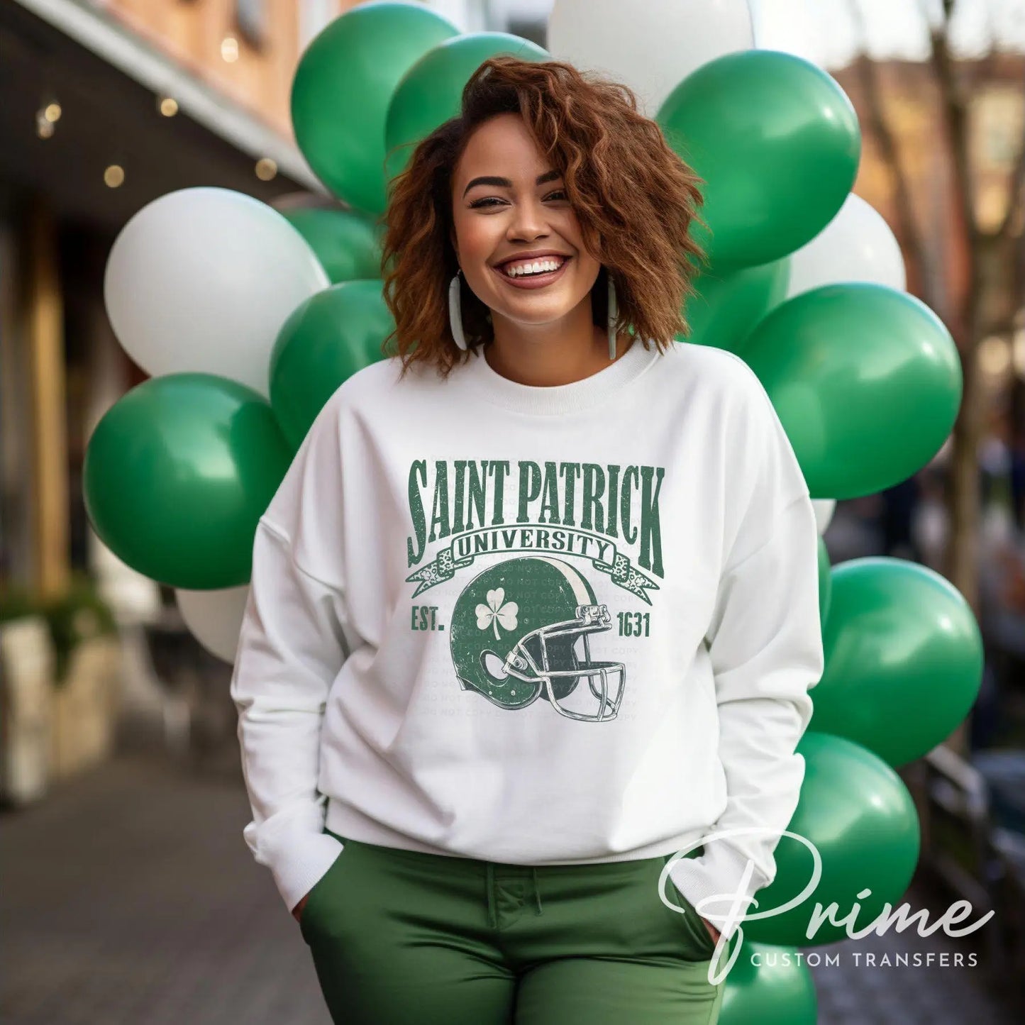 St. Patrick's Day DTF Transfer, Ready to Press, T-shirt Transfer, Heat Transfer, Direct to Film, Football Shamrock, Saint Patrick University