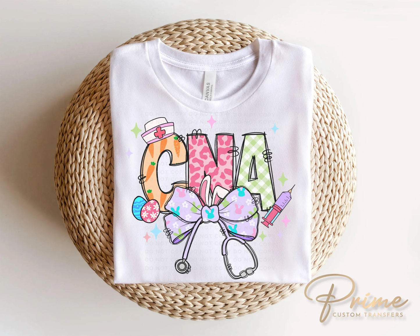 Easter DTF Transfer, Ready to Press, T-shirt Transfer, Heat Transfer, Direct to Film, Holiday, Pink, Nurse Gift, Coquette CNA Nurse Easter