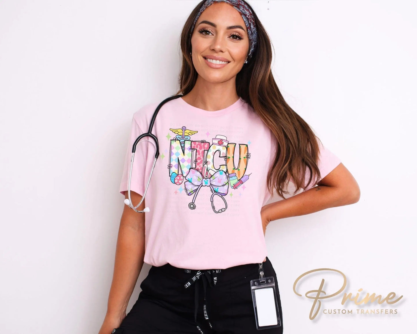 Easter DTF Transfer, Ready to Press, T-shirt Transfer, Heat Transfer, Direct to Film, Holiday, Pink, CNA, Gift, Easter Coquette NICU Nurse