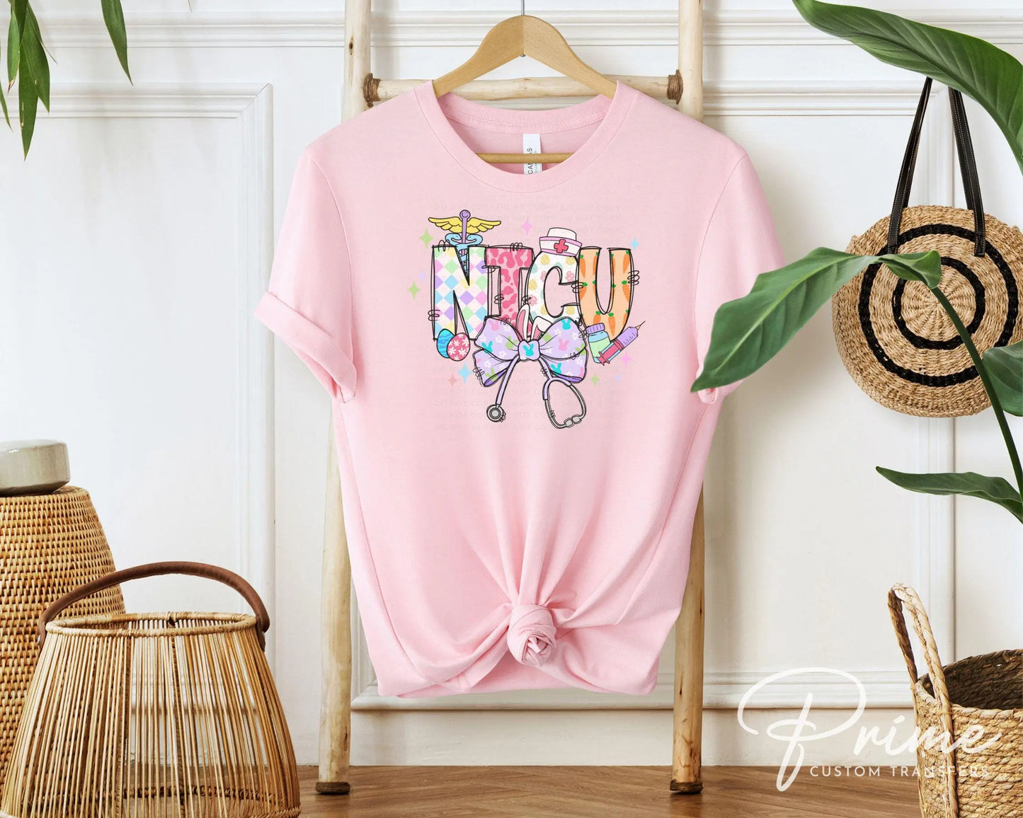 Easter DTF Transfer, Ready to Press, T-shirt Transfer, Heat Transfer, Direct to Film, Holiday, Pink, CNA, Gift, Easter Coquette NICU Nurse