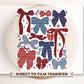 4th of July DTF Transfers, Ready to Press, T-shirt Transfers, Heat Transfer, Direct to Film, USA, Ribbon, Coquette, Red White, Blue Bows
