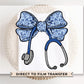 Nurse DTF Transfer, Ready to Press, T-shirt Transfer, Heat Transfer, Direct to Film, Hospital, Stethoscope, Blue Coquette Bow, Nurse Life