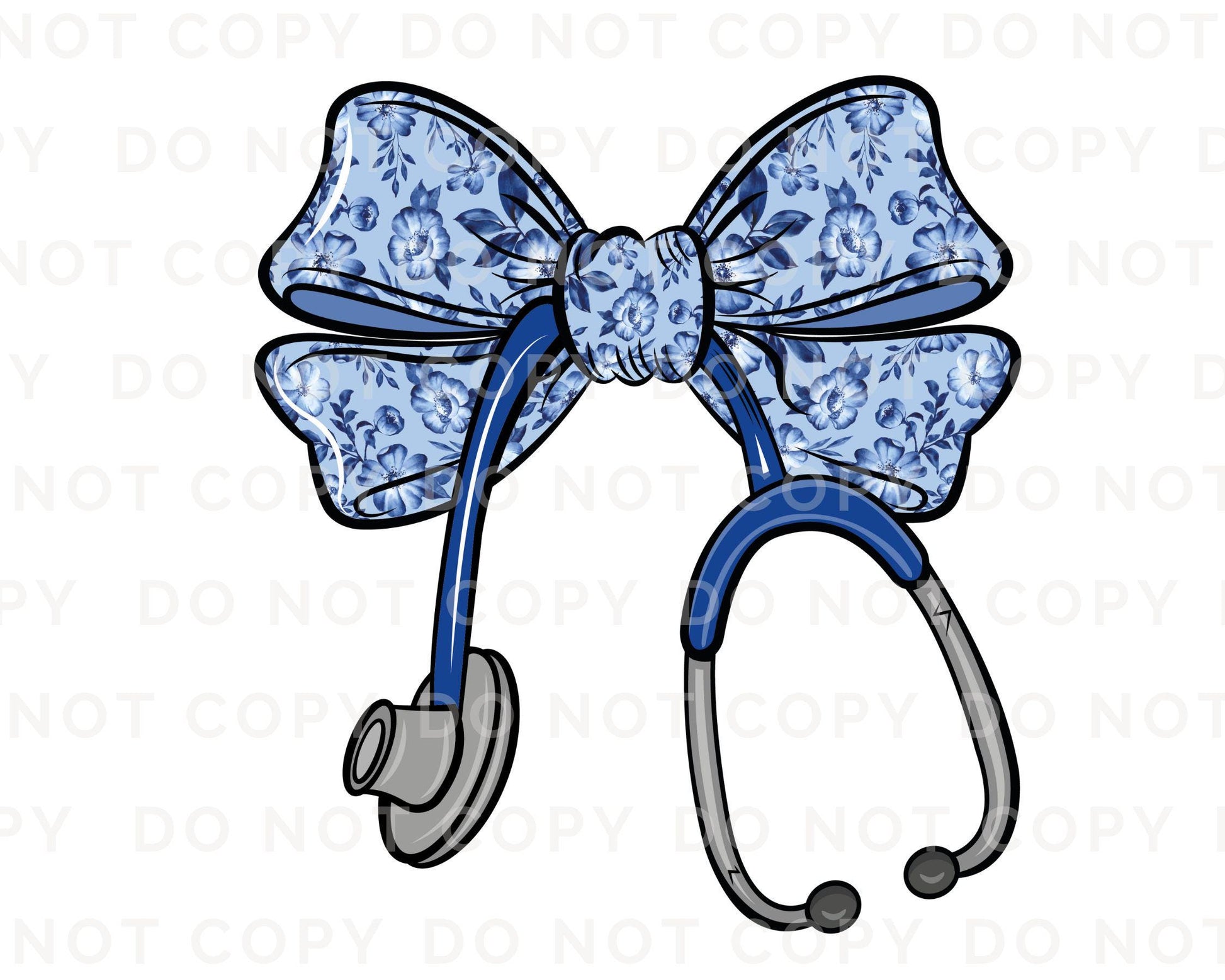 Nurse DTF Transfer, Ready to Press, T-shirt Transfer, Heat Transfer, Direct to Film, Hospital, Stethoscope, Blue Coquette Bow, Nurse Life