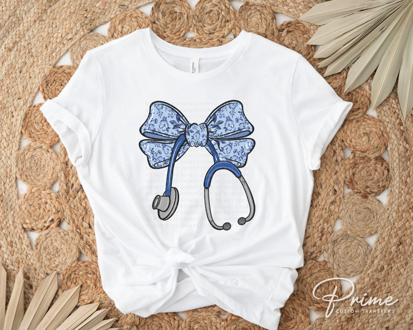Nurse DTF Transfer, Ready to Press, T-shirt Transfer, Heat Transfer, Direct to Film, Hospital, Stethoscope, Blue Coquette Bow, Nurse Life