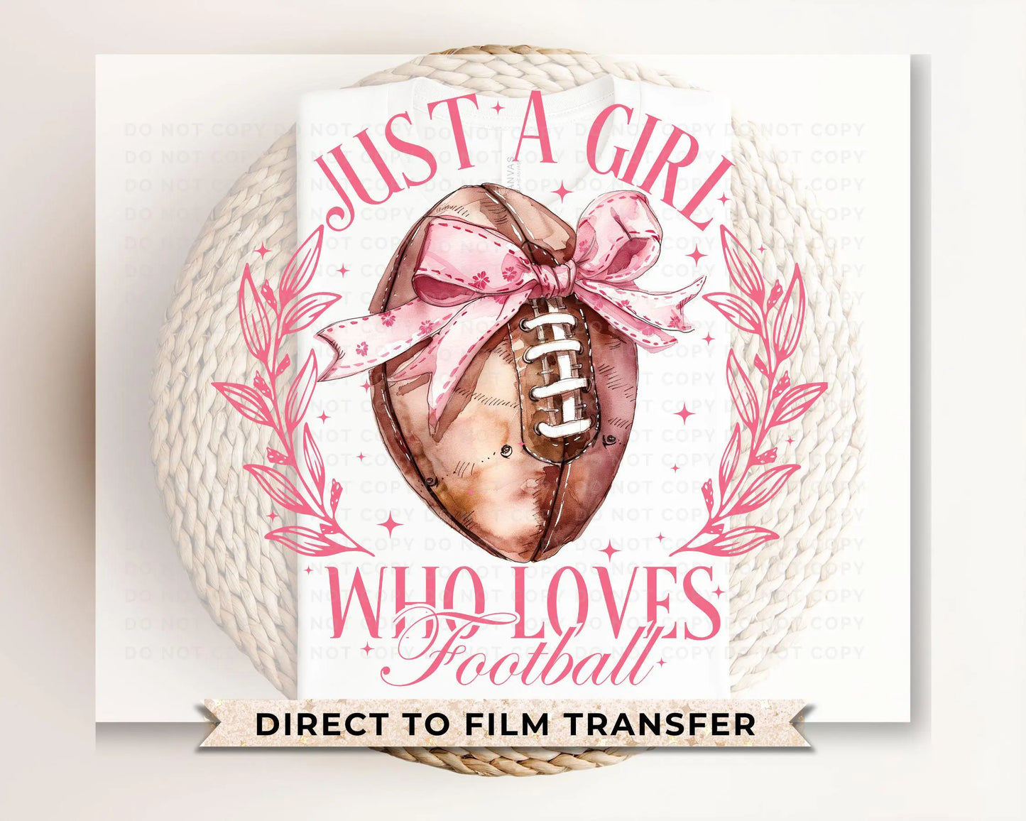 Football DTF Transfers, Ready to Press, T-shirt Transfers, Heat Transfer, Direct to Film, Sports Mom, Game Day, Coquette Football Pink Bow