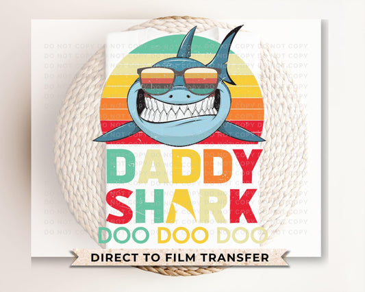 Father's Day DTF Transfer, Ready to Press, T-shirt Transfers, Heat Transfer, Direct to Film, Gift for Dad, Family, Matching, Daddy Shark