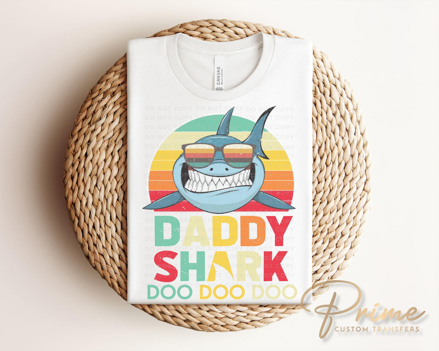 Father's Day DTF Transfer, Ready to Press, T-shirt Transfers, Heat Transfer, Direct to Film, Gift for Dad, Family, Matching, Daddy Shark