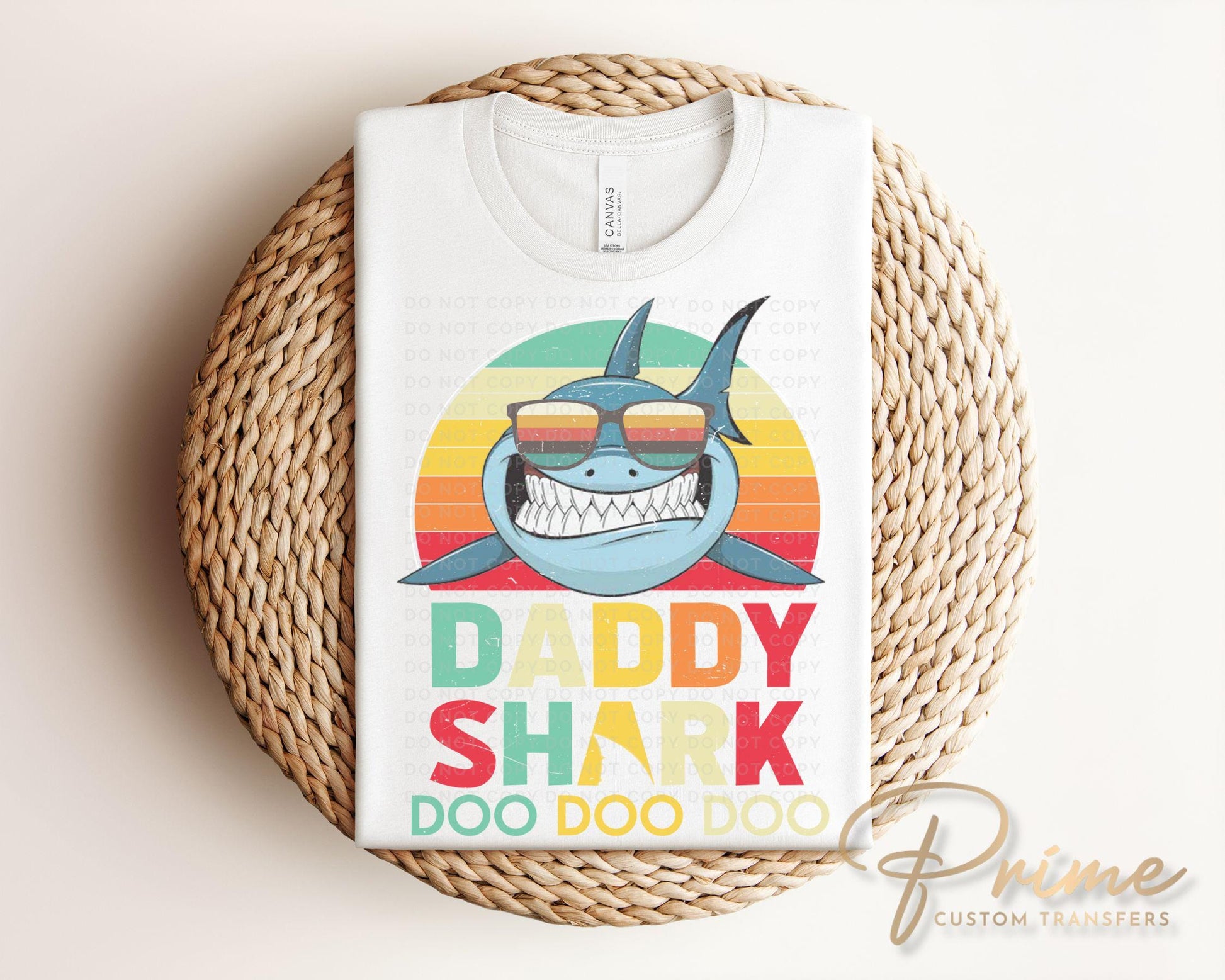Father's Day DTF Transfer, Ready to Press, T-shirt Transfers, Heat Transfer, Direct to Film, Gift for Dad, Family, Matching, Daddy Shark