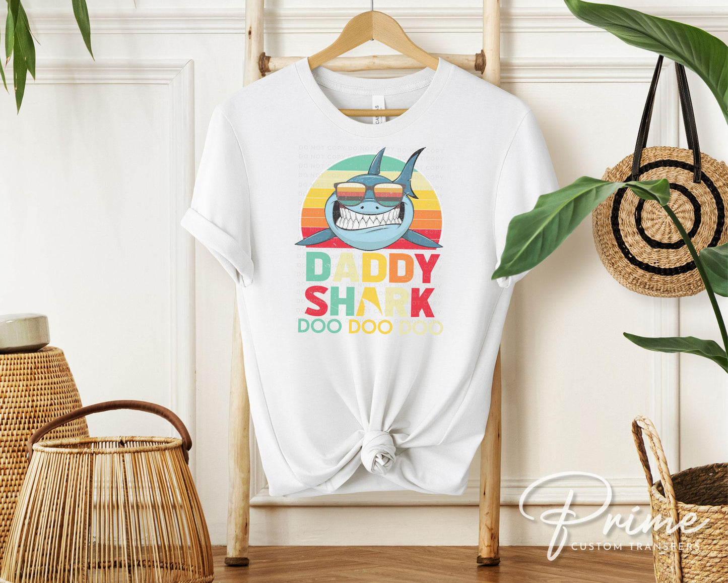 Father's Day DTF Transfer, Ready to Press, T-shirt Transfers, Heat Transfer, Direct to Film, Gift for Dad, Family, Matching, Daddy Shark