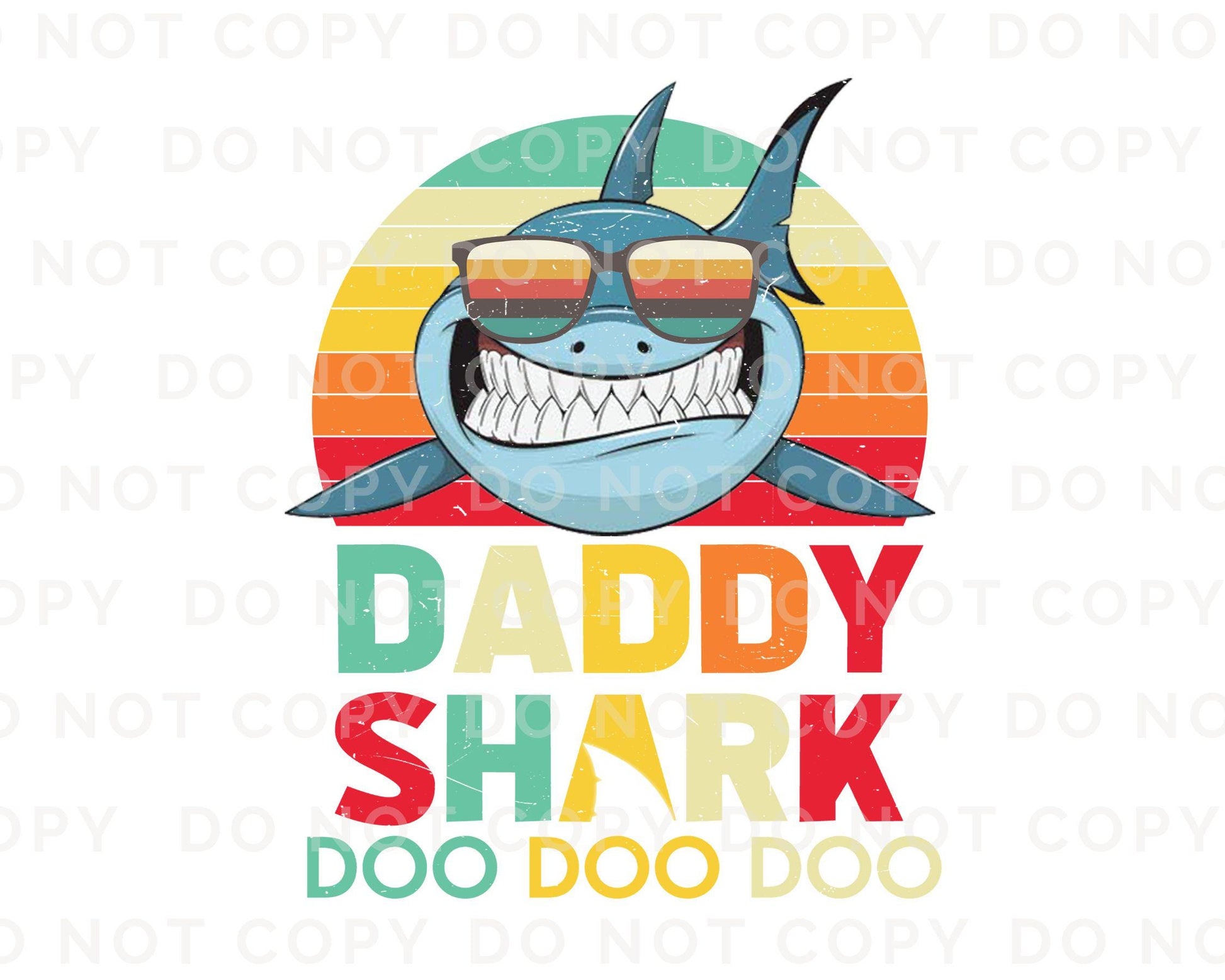 Father's Day DTF Transfer, Ready to Press, T-shirt Transfers, Heat Transfer, Direct to Film, Gift for Dad, Family, Matching, Daddy Shark