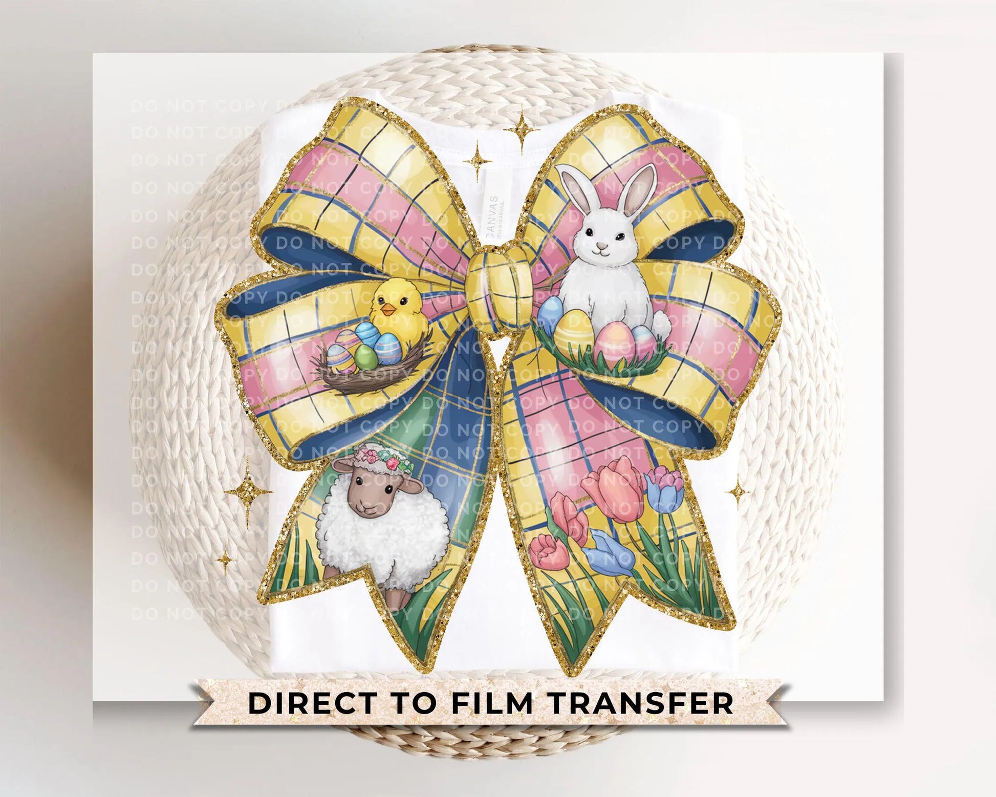 Easter DTF Transfer, Ready to Press, T-shirt Transfer, Heat Transfer, Direct to Film, Spring, Religious, Bunny, Lamb, Coquette Easter Bow