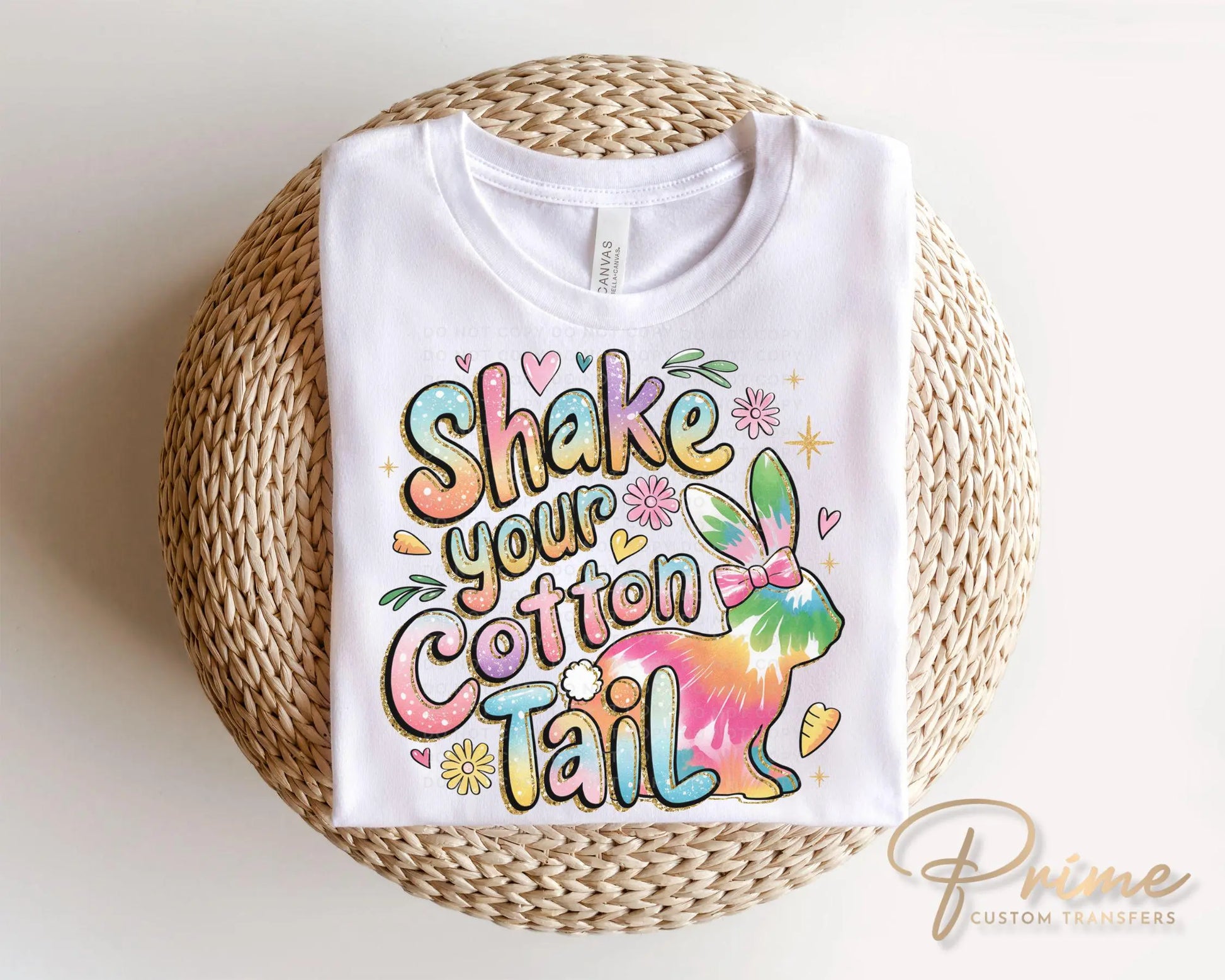 Easter DTF Transfer, Ready to Press, T-shirt Transfer, Heat Transfer, Direct to Film, Spring, Rabbit, Tye Dye Bunny, Shake Your Cotton Tail