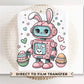 Easter DTF Transfer, Ready to Press, T-shirt Transfer, Heat Transfer, Direct to Film, Spring, Kids Shirt Decal, Bunny, Easter Rabbit Robot