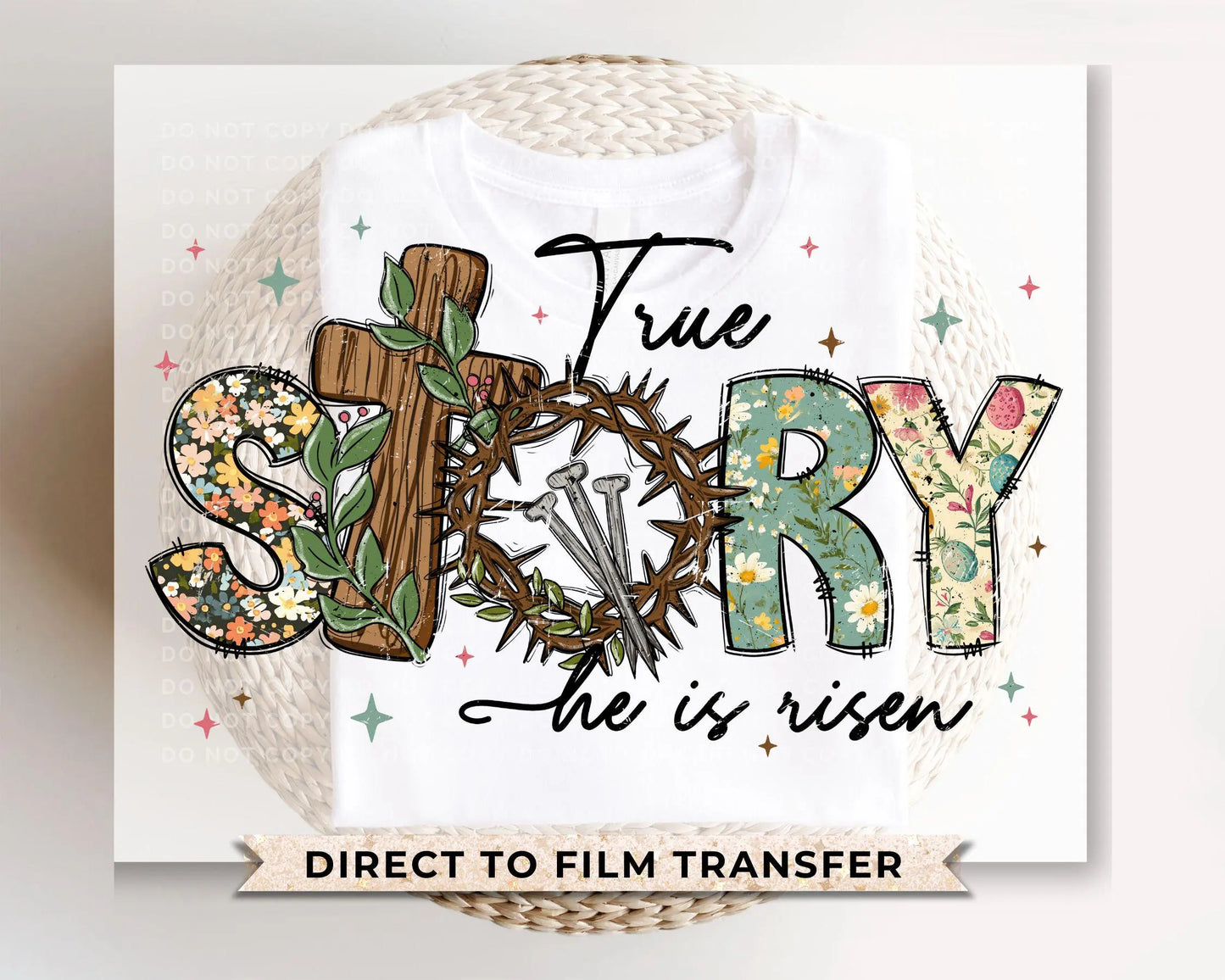 Easter DTF Transfers, Ready to Press, T-shirt Transfers, Heat Transfer, Direct to Film, Spring, Jesus, Resurrection, Christian, He Is Risen