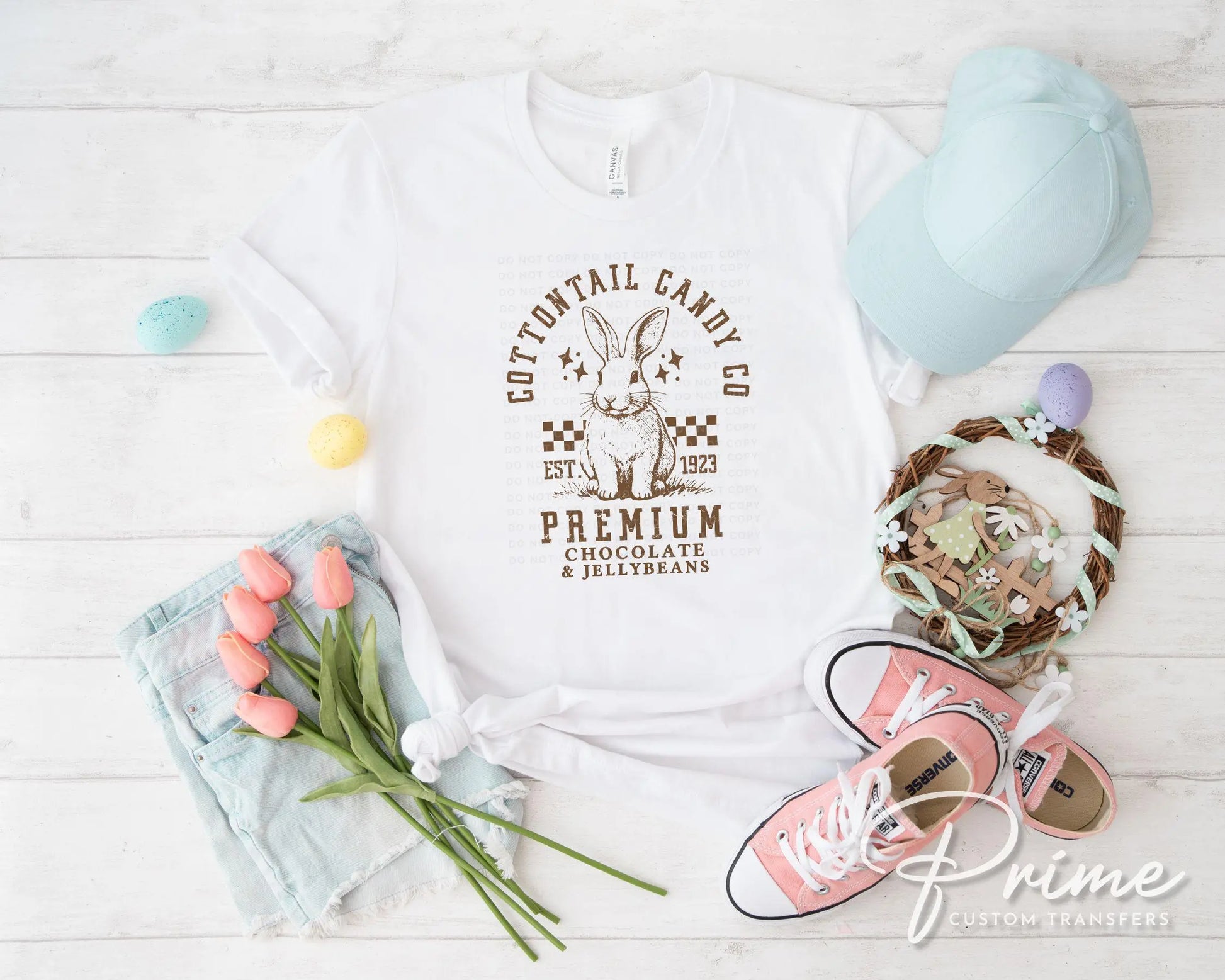 Easter DTF Transfer, Ready to Press, T-shirt Transfer, Heat Transfer, Direct to Film, Holiday, Spring, Bunny Cottontail Candy Company