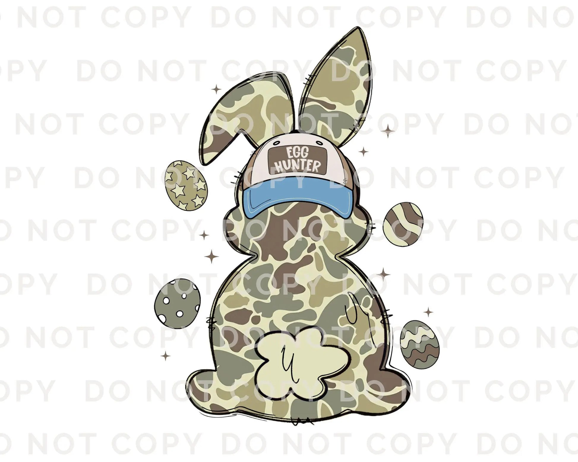 Easter DTF Transfers, Ready to Press, T-shirt Transfers, Heat Transfer, Direct to Film, Boy, Kids, Doodle, Egg Hunter Camo Easter Bunny