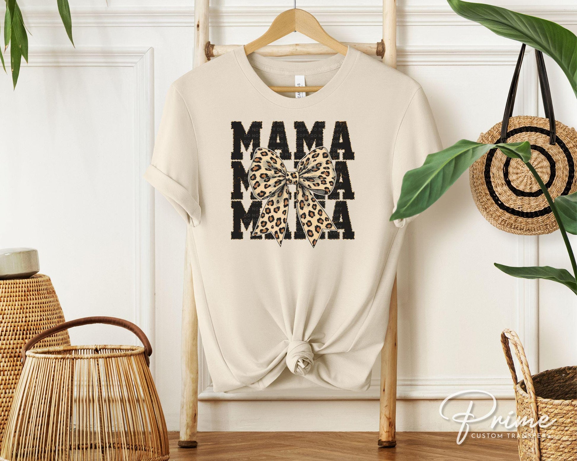 Mother's Day DTF Transfer, Ready to Press, T-shirt Transfer, Heat Transfer, Direct to Film, Animal Print, Leopard Print Mama Coquette Bow