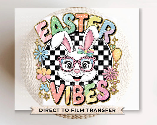 Easter DTF Transfer, Ready to Press, T-shirt Transfer, Heat Transfer, Direct to Film, Bunny, Glitter, Brushstroke, Coquette Easter Vibes