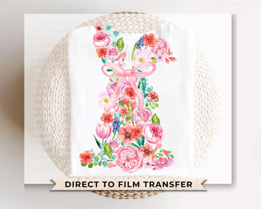 Easter DTF Transfer, Ready to Press, T-shirt Transfer, Heat Transfer, Direct to Film, Spring, Watercolor Floral Easter Coquette Easter Bunny