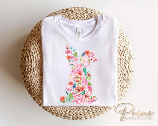 Easter DTF Transfer, Ready to Press, T-shirt Transfer, Heat Transfer, Direct to Film, Spring, Watercolor Floral Easter Coquette Easter Bunny