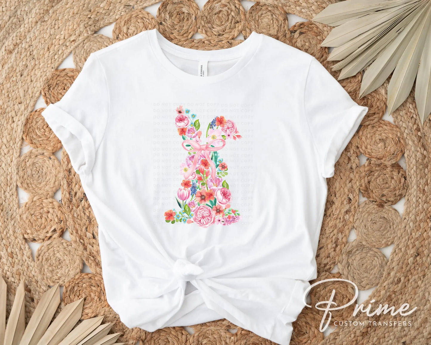 Easter DTF Transfer, Ready to Press, T-shirt Transfer, Heat Transfer, Direct to Film, Spring, Watercolor Floral Easter Coquette Easter Bunny