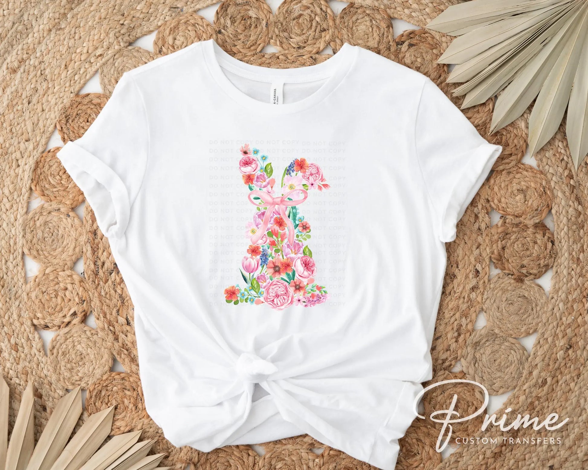 Easter DTF Transfer, Ready to Press, T-shirt Transfer, Heat Transfer, Direct to Film, Spring, Watercolor Floral Easter Coquette Easter Bunny
