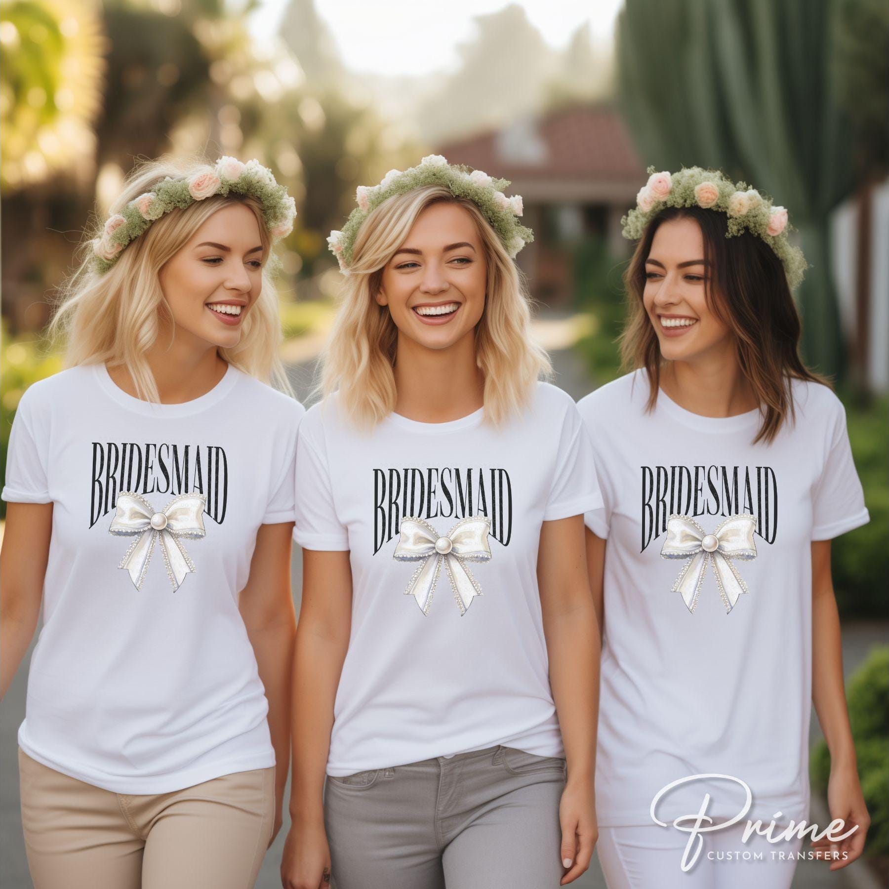 Bride DTF Transfer, Ready to Press, T-shirt Transfer, Heat Transfer, Direct to Film, Wedding, Bachelorette, Coquette Bridesmaid Pearl Bow