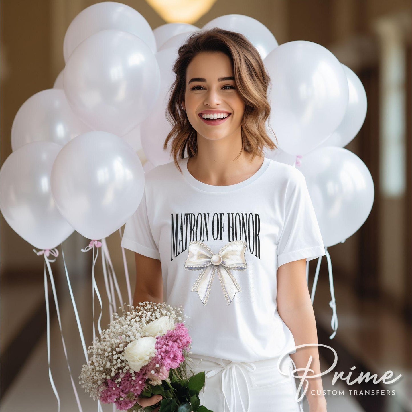 Bride DTF Transfer, Ready to Press, T-shirt Transfer, Heat Transfer, Direct to Film, Wedding Bachelorette Coquette Matron of Honor Pearl Bow