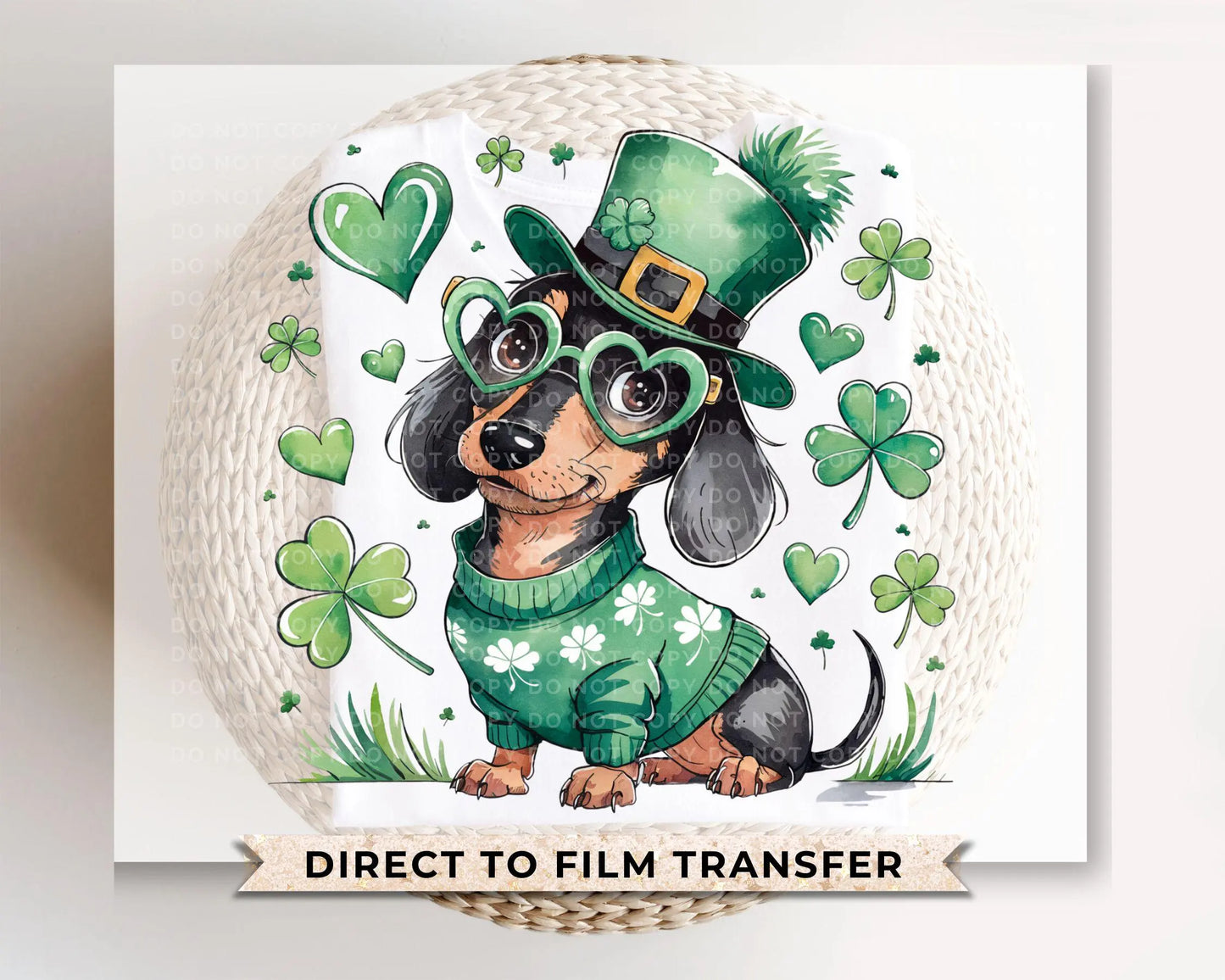 St. Patrick's Day DTF Transfer, Ready to Press, T-shirt Transfer, Heat Transfer, Direct to Film, Pet Mom, Dog Lover, Dog Mama, Dachshund Dog