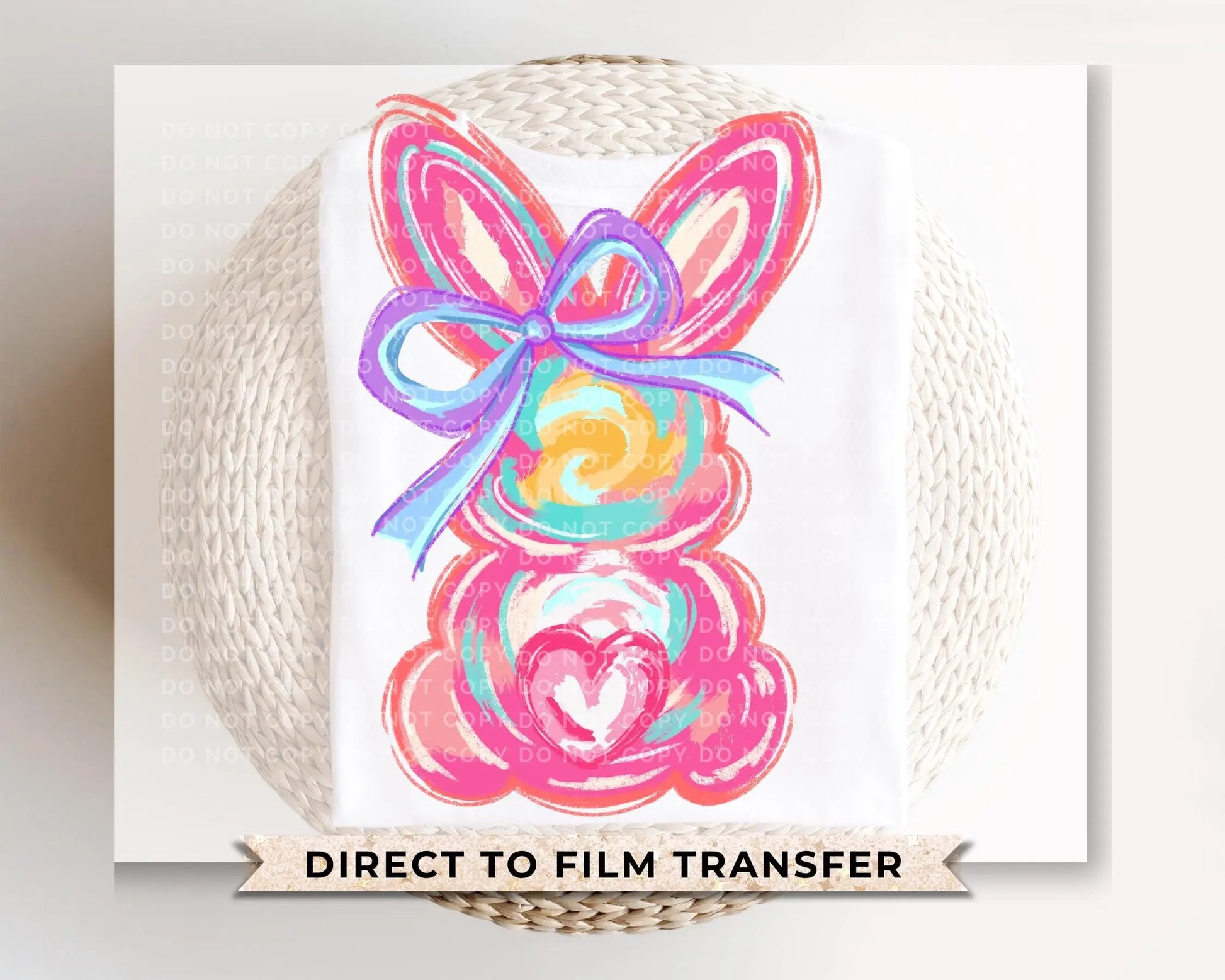 Easter DTF Transfers, Ready to Press, T-shirt Transfers, Heat Transfer, Direct to Film, Spring, Girly, Coquette, Brushstroke Easter Bunny