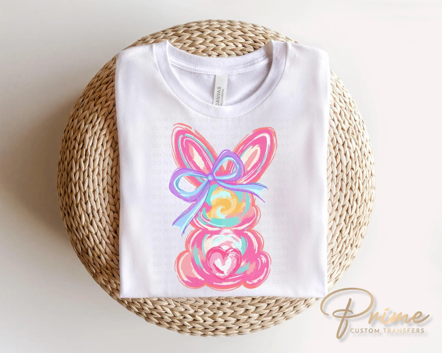 Easter DTF Transfers, Ready to Press, T-shirt Transfers, Heat Transfer, Direct to Film, Spring, Girly, Coquette, Brushstroke Easter Bunny