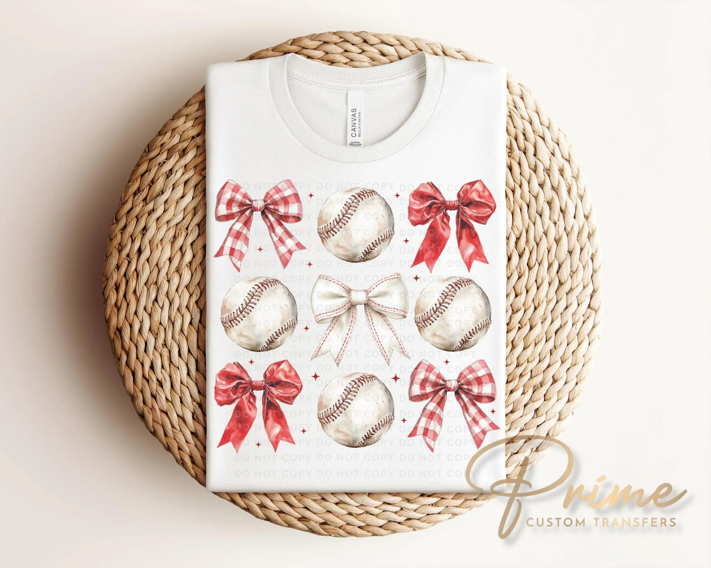 Baseball DTF Transfer, Ready to Press, T-shirt Transfer, Heat Transfer, Direct to Film, Sport Mama Game Day, Red Coquette Baseballs and Bows