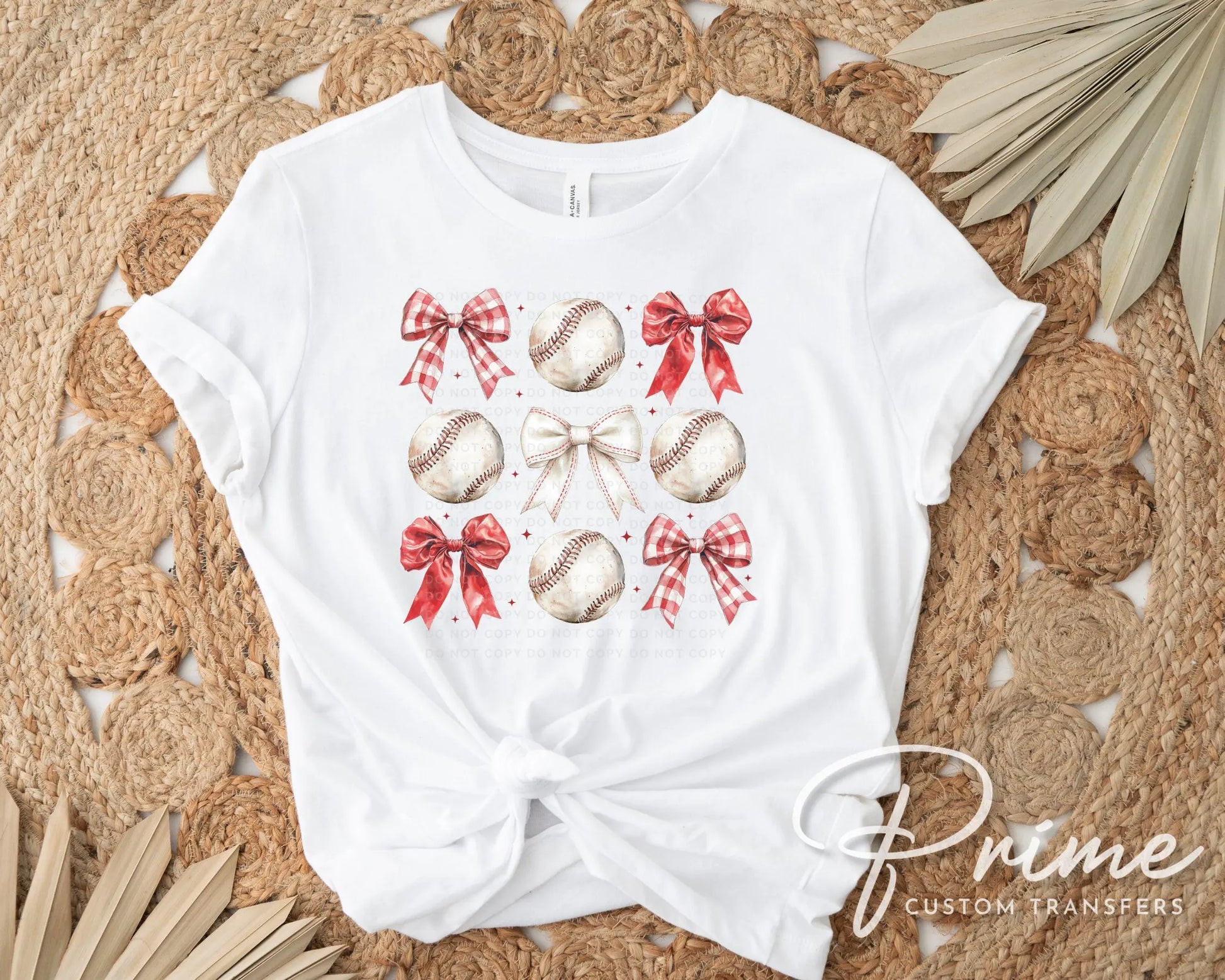 Baseball DTF Transfer, Ready to Press, T-shirt Transfer, Heat Transfer, Direct to Film, Sport Mama Game Day, Red Coquette Baseballs and Bows
