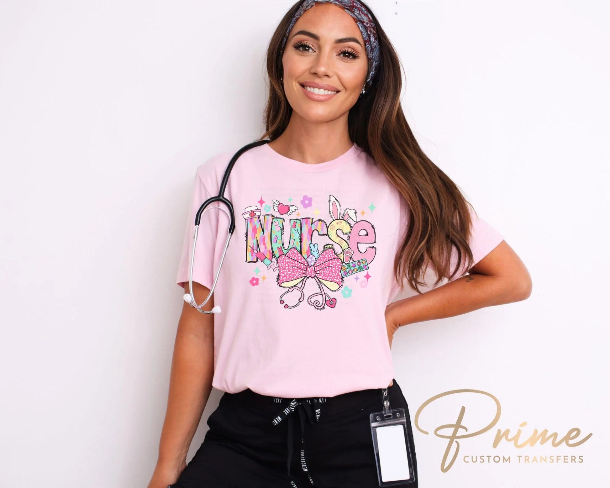 Easter DTF Transfer, Ready to Press, T-shirt Transfer, Heat Transfer, Direct to Film, Holiday, Pink, CNA, Nurse Gift, Coquette Nurse Easter