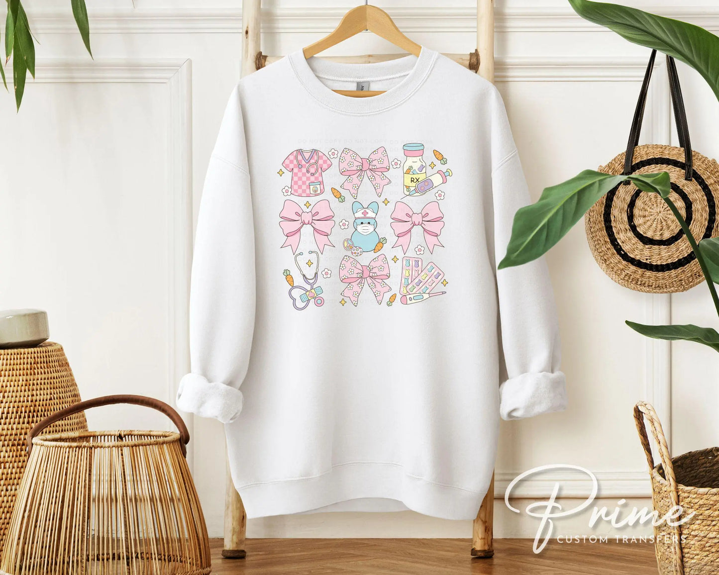 Easter DTF Transfer, Ready to Press, T-shirt Transfer, Heat Transfer, Direct to Film, Holiday, Pink, CNA, Nurse Gift, Coquette Nurse Easter