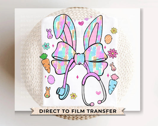 Easter DTF Transfer, Ready to Press, T-shirt Transfer, Heat Transfer, Direct to Film, Holiday, Pink, CNA, Nurse Gift, Coquette Nurse Easter