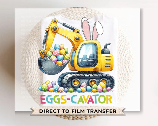 Easter DTF Transfer, Ready to Press, T-shirt Transfer, Heat Transfer, Direct to Film, Funny Easter Bunny Kids Shirt, Boy, Girl, Eggs-cavator